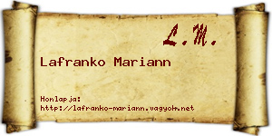 Lafranko Mariann névjegykártya